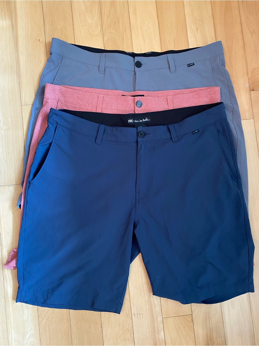 Lot of 3 Pair Travis Mathew Men's Shorts Size 38 Blue Gray Red Golf Active